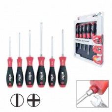 Wiha Softfinish® Slotted/ Phillips Screwdriver Set - Hex Blades with Hex Bolster - 6 pcs - 21248